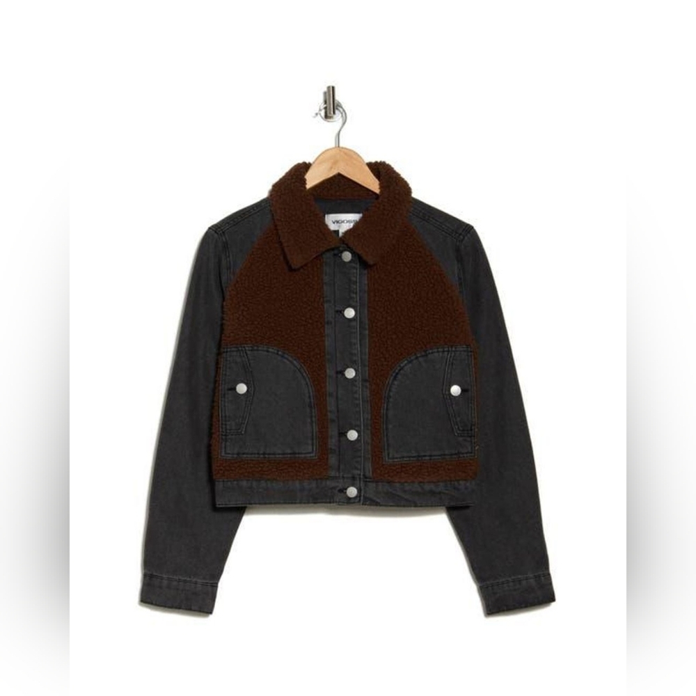 High-Pile Fleece Trim Trucker Jacket - Picture 3 of 10